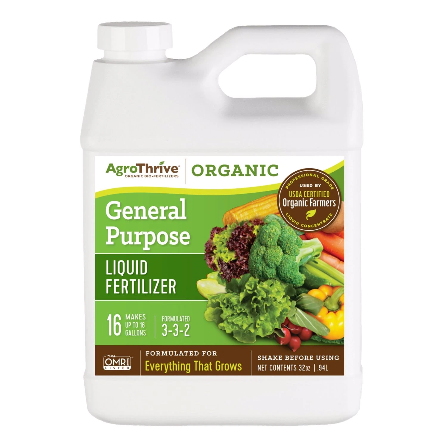 Organic Everything That Grows 3-3-2 General Purpose Fertilizer 32 Oz Jug