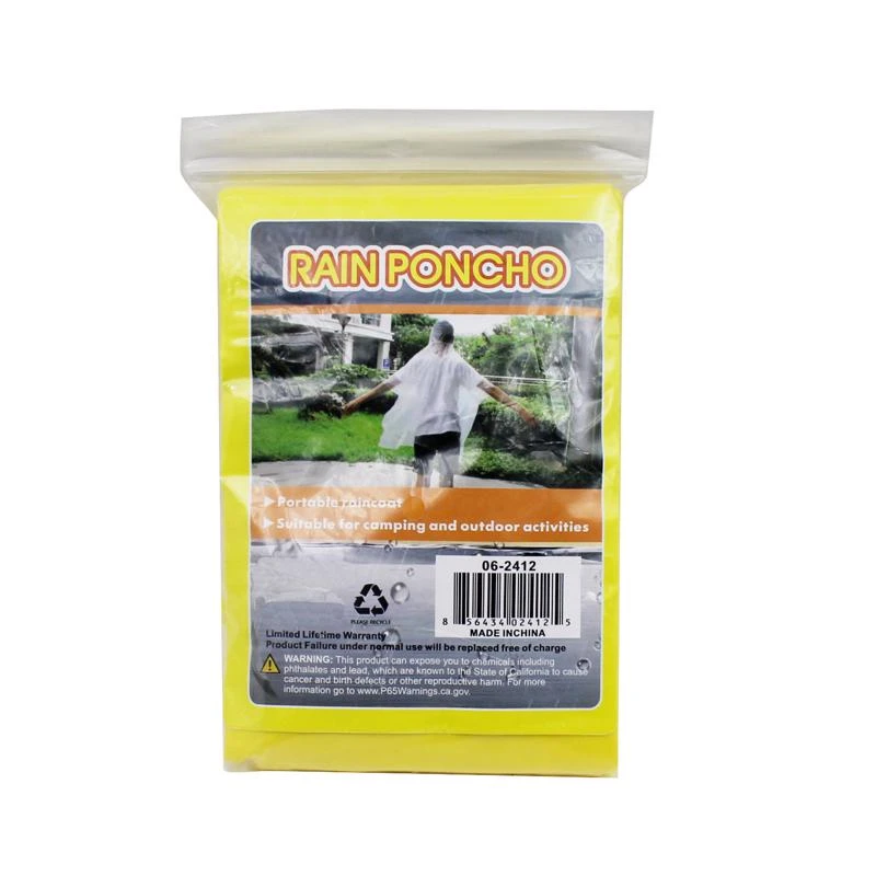 Yellow Polyethylene Rain Poncho - One Size Fits All, Unisex, Durable Material