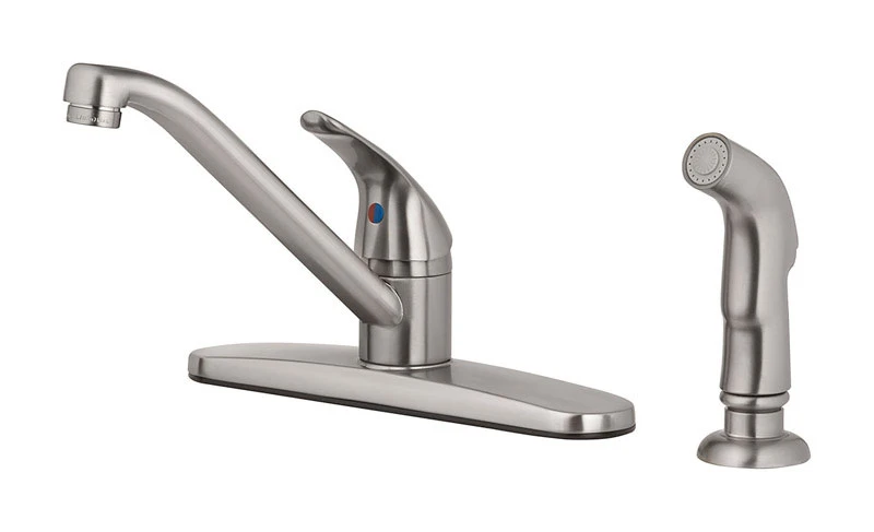 Essentials One Handle Brushed Nickel Kitchen Faucet With Side Sprayer