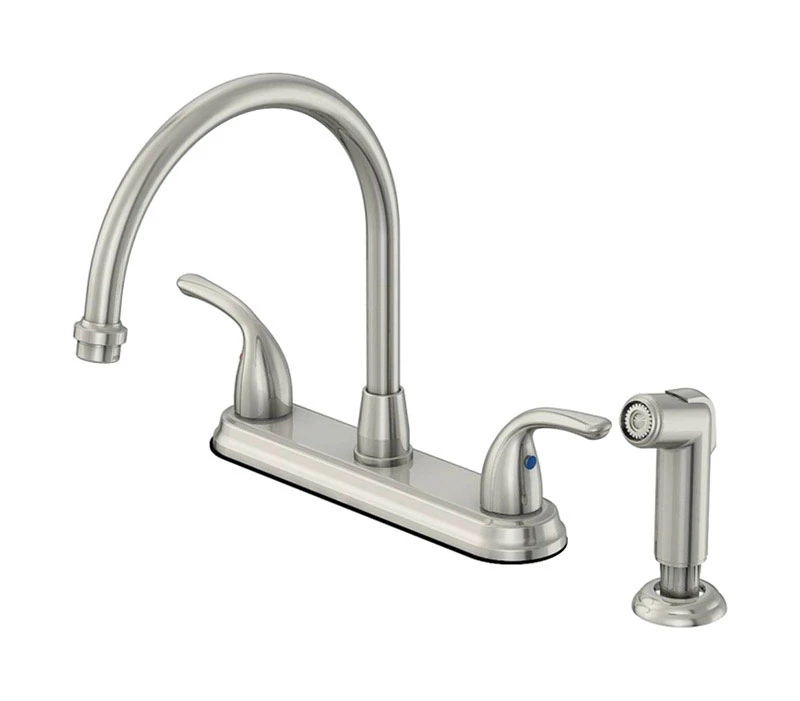 Pacifica Two Handle Brushed Nickel Kitchen Faucet With Side Sprayer