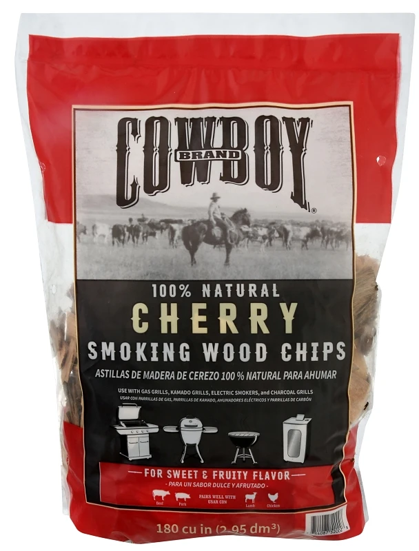 Charcoal 180 Cubic Inch Cherry Wood Chips For Grilling And Smoking
