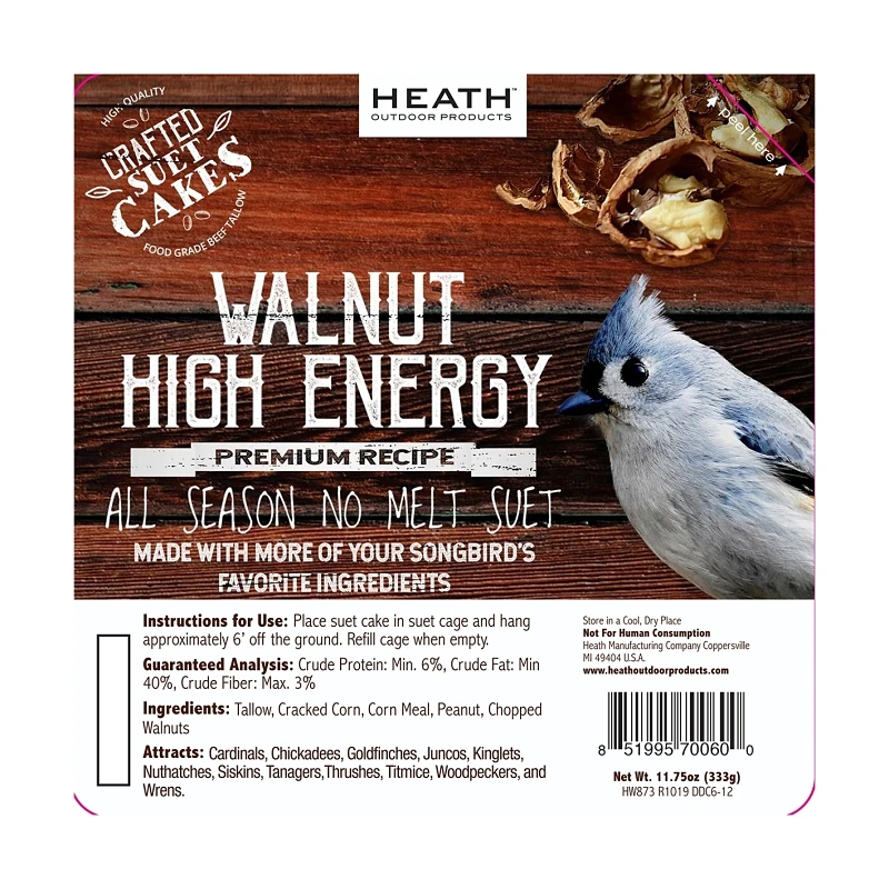 Ddc6-12 Premium Crafted Suet Cakes, Walnut, 11.75 Oz, 12 Pk, Attracts Songbirds