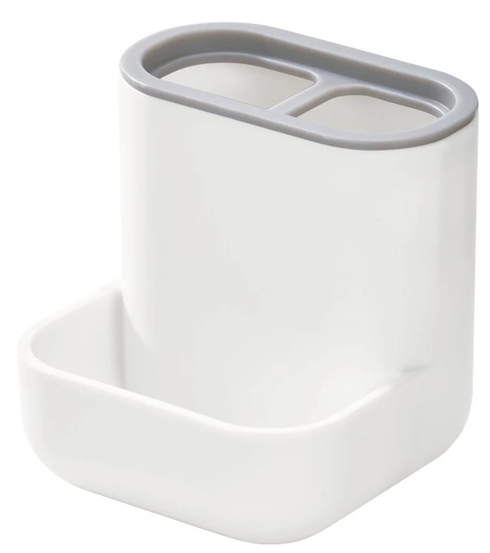 Idesign Cade Two-tier Toothbrush Holder - White And Gray Accessory Storage