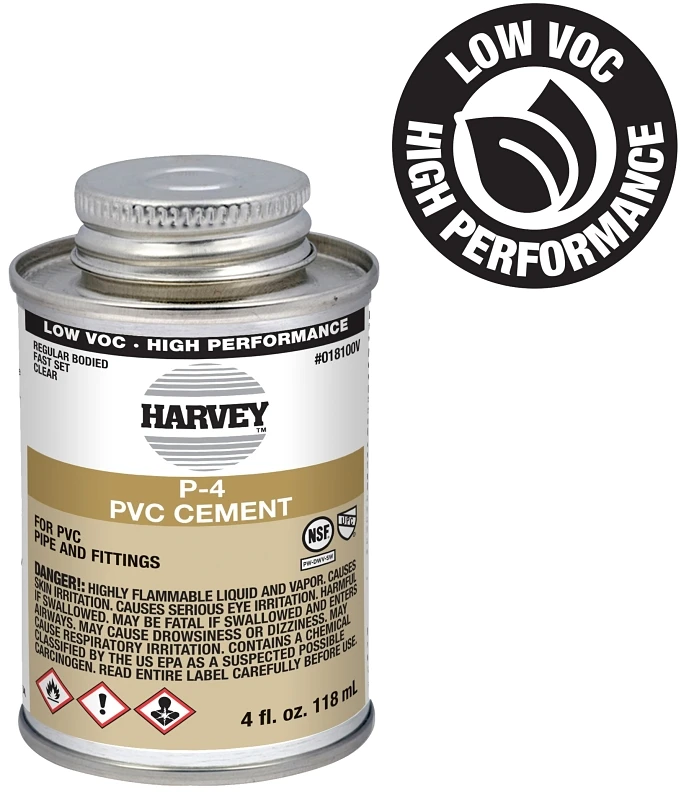 Harvey P-4 Clear Pvc Cement 4 Oz For Plumbing Applications