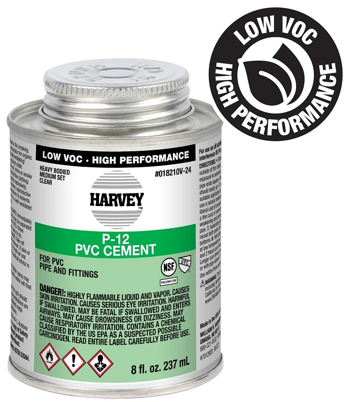 P-12 Heavy Bodied Clear Pvc Cement 8 Ounce For All Pipe Sizes