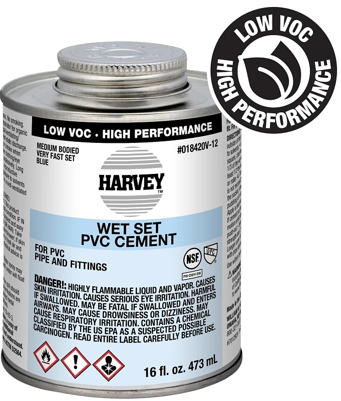 Oatey Harvey Blue Wet Set Pvc Cement 16 Ounce For Plumbing Applications