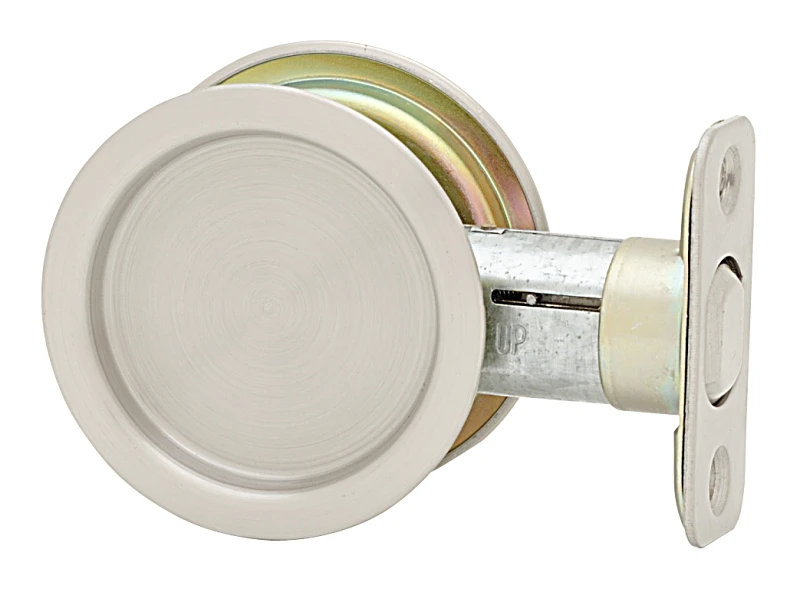 1030 Round Passage Pocket Door Lock Satin Nickel 2-1/8 Inch