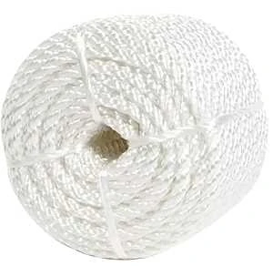 1/4 Inch X 100 Feet White Twisted Nylon Rope - High Strength And Durability