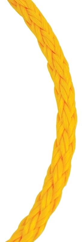 Polypropylene Hollow Braid Rope 1/4 Inch Diameter 50 Feet Length Yellow