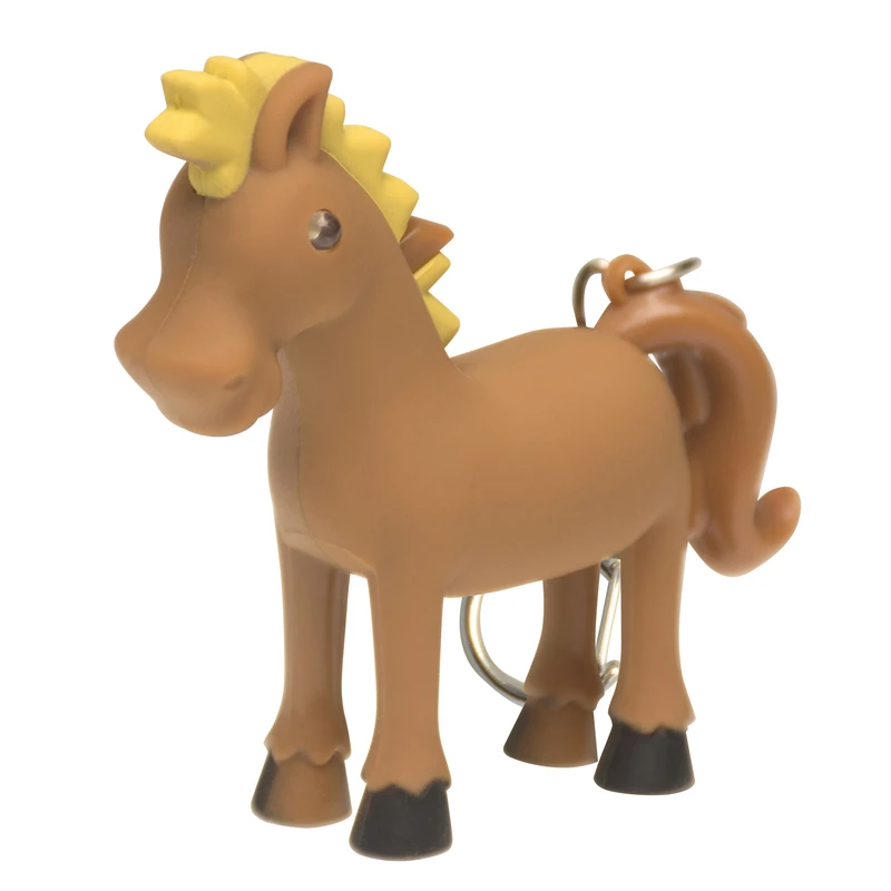 Plastic Brown/yellow Horse Key Chain With Led Light - Model 50-key0126