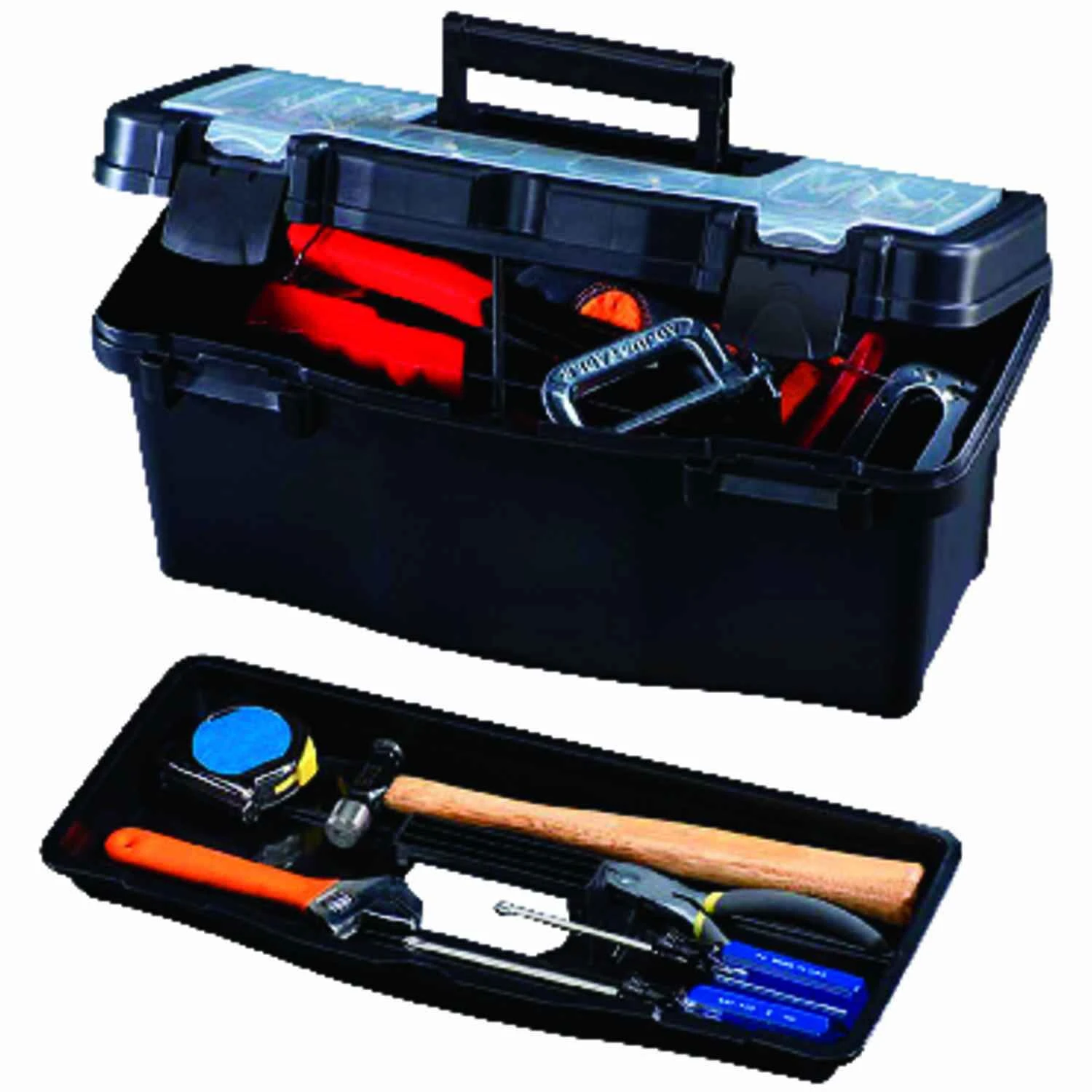 Stack-on 16 In. W X 8 In. H Plastic Tool Box - Durable Black Storage Solution