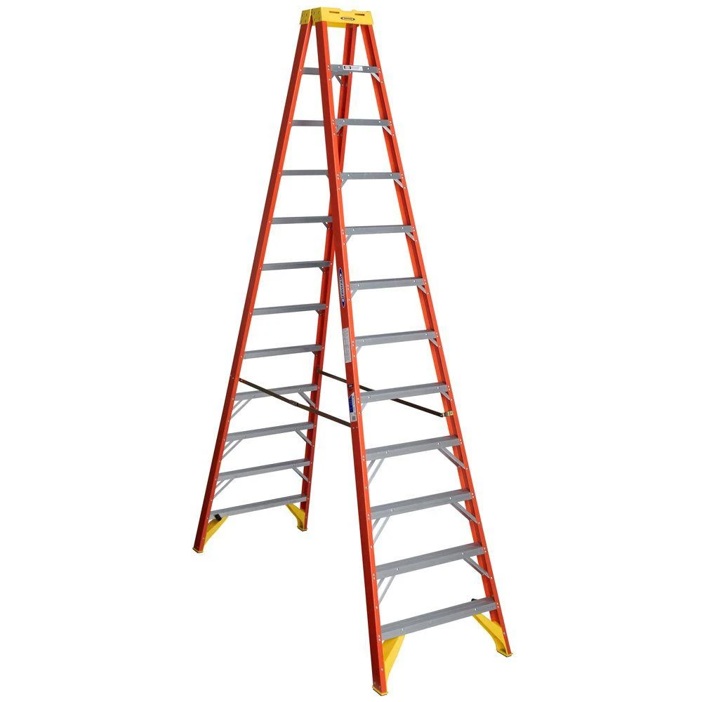 12-ft Fiberglass Type 1a Twin Step Ladder With 300 Lbs Load Capacity