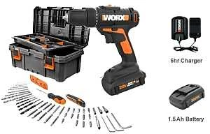 55 Piece Combo Drill Tool Box Kit With 20v Battery And Charger