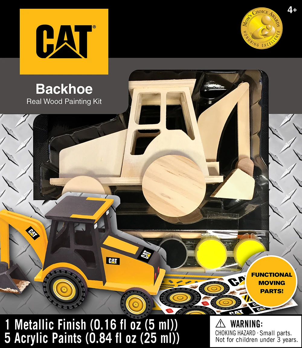 21718 Cat Backhoe Licensed Wood Paint Kit - Masterpieces Works Of Ahhh