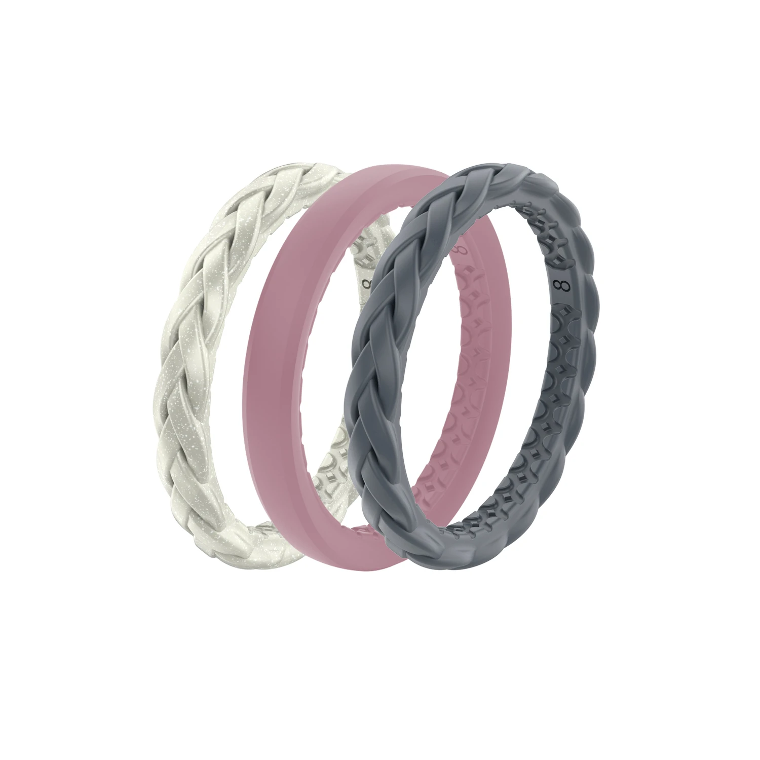 Serenity Unisex Round Assorted Stackable Rings Silicone Water Resistant Size 8