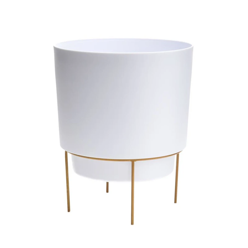 Hopson 15 In. H X 14 In. W X 14 In. D Metal/plastic Planter With Stand - Casper White
