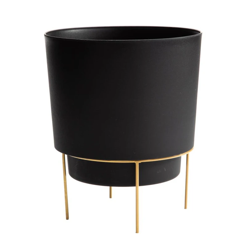 Hopson 15 In. H X 14 In. W X 14 In. D Metal/plastic Planter With Stand - Black
