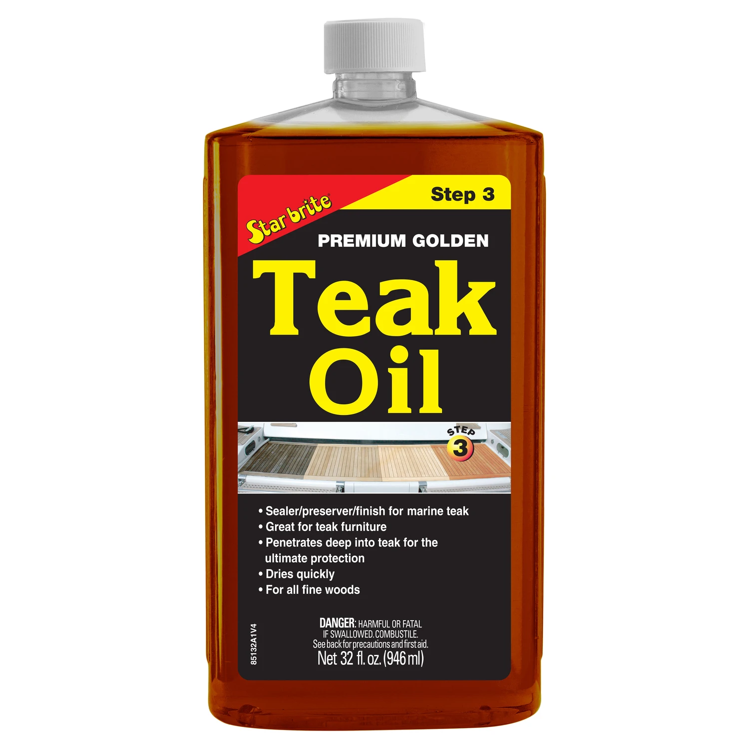 Premium Golden Teak Oil Liquid 32 Oz - Marine Grade Protection