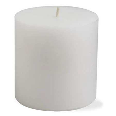 White Pillar Candle with Cotton Wick, 75 Hour Burn Time, 4 Inch Diameter by 4 Inch Height