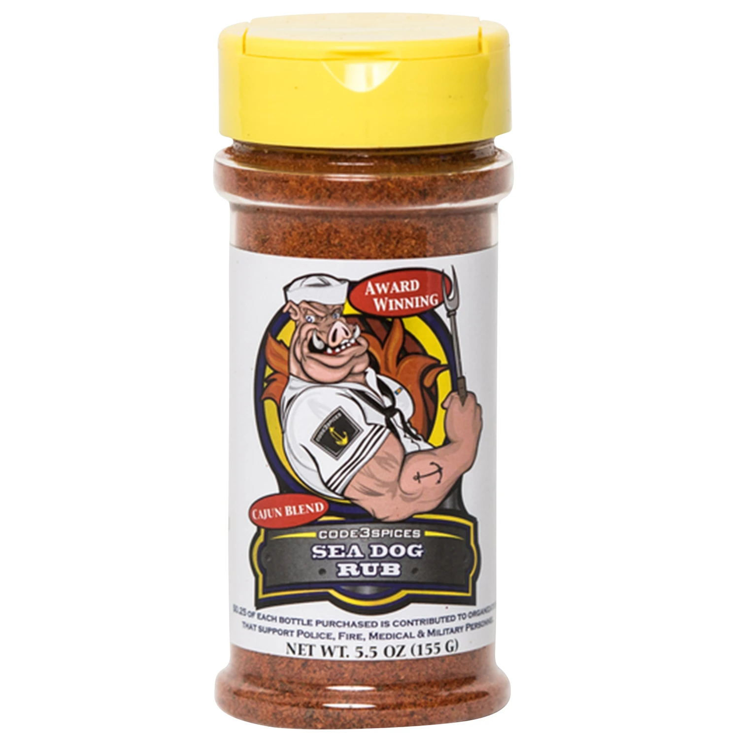 Code 3 Spices Sea Dog Rub Cajun Blend BBQ Seasoning 5.5 Oz Bottle