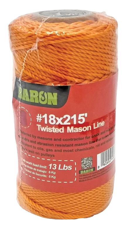 Twisted Mason Line, Orange, 18 Gauge, 215 Feet Long, Model 10812