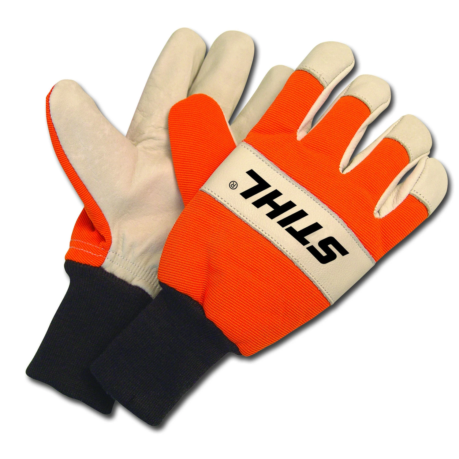Heavy Duty Goatskin Leather Work Gloves - Orange/white, Model 70108841126