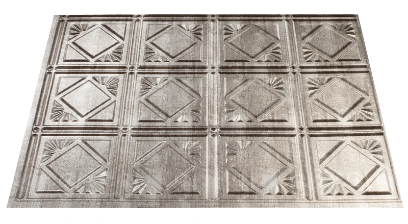 18 In X 24 In Silver Pvc Decorative Backsplash Panel For Kitchen And Bathroom