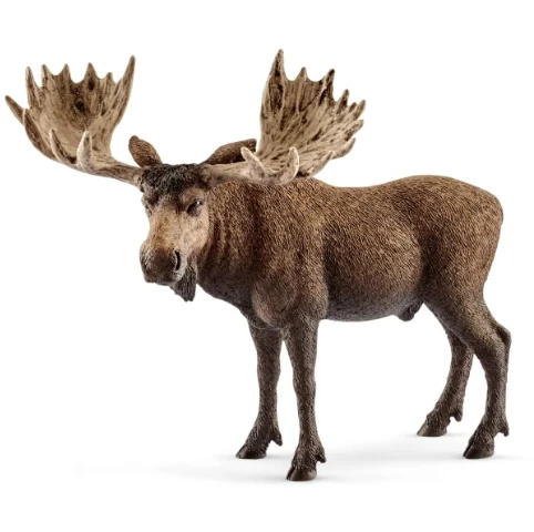 Brown Bull Moose Toy Animal Figure, 3.2" X 5.4" X 4"