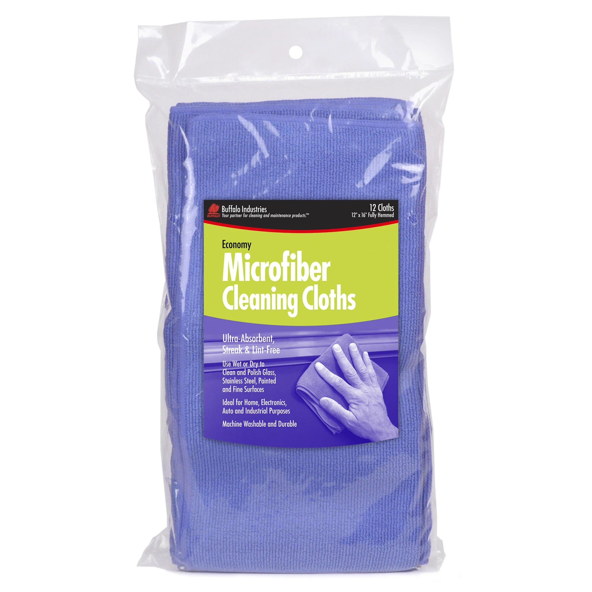 12-pack Economy Microfiber Cleaning Cloths, 12x16 In, Model 65100