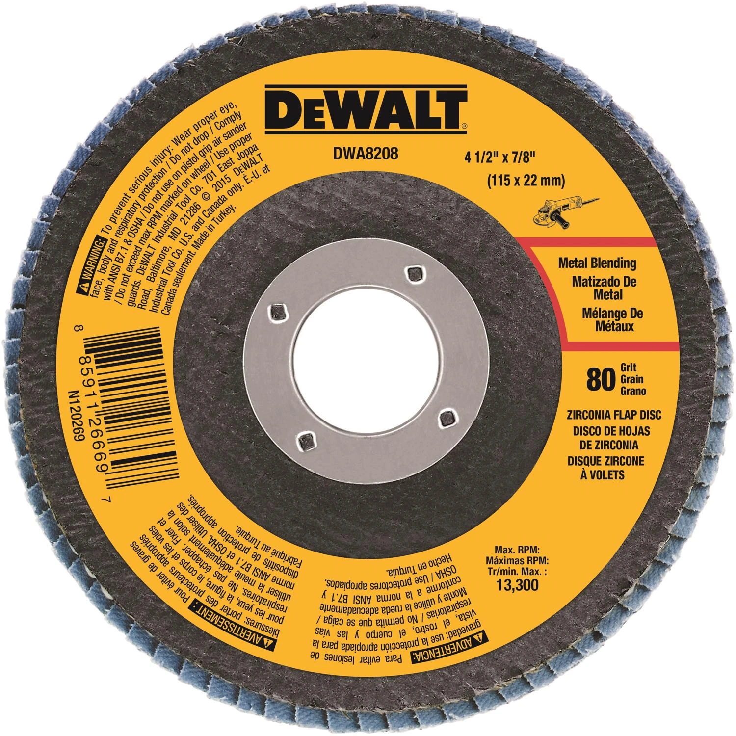 4-1/2 In. Zirconia Type 29 Flap Disc 80 Grit 5/8-11 Arbor