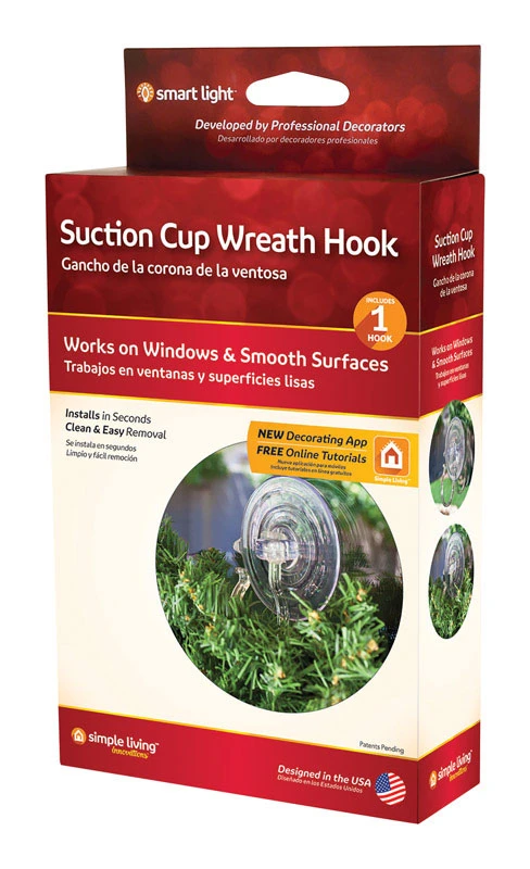 Smart Light Suction Cup Wreath Hook 6.85" Height Pvc Model 713001