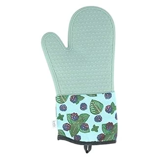 Farmhouse Style Silicone Oven Mitt In Blue - D.m. Merchandising