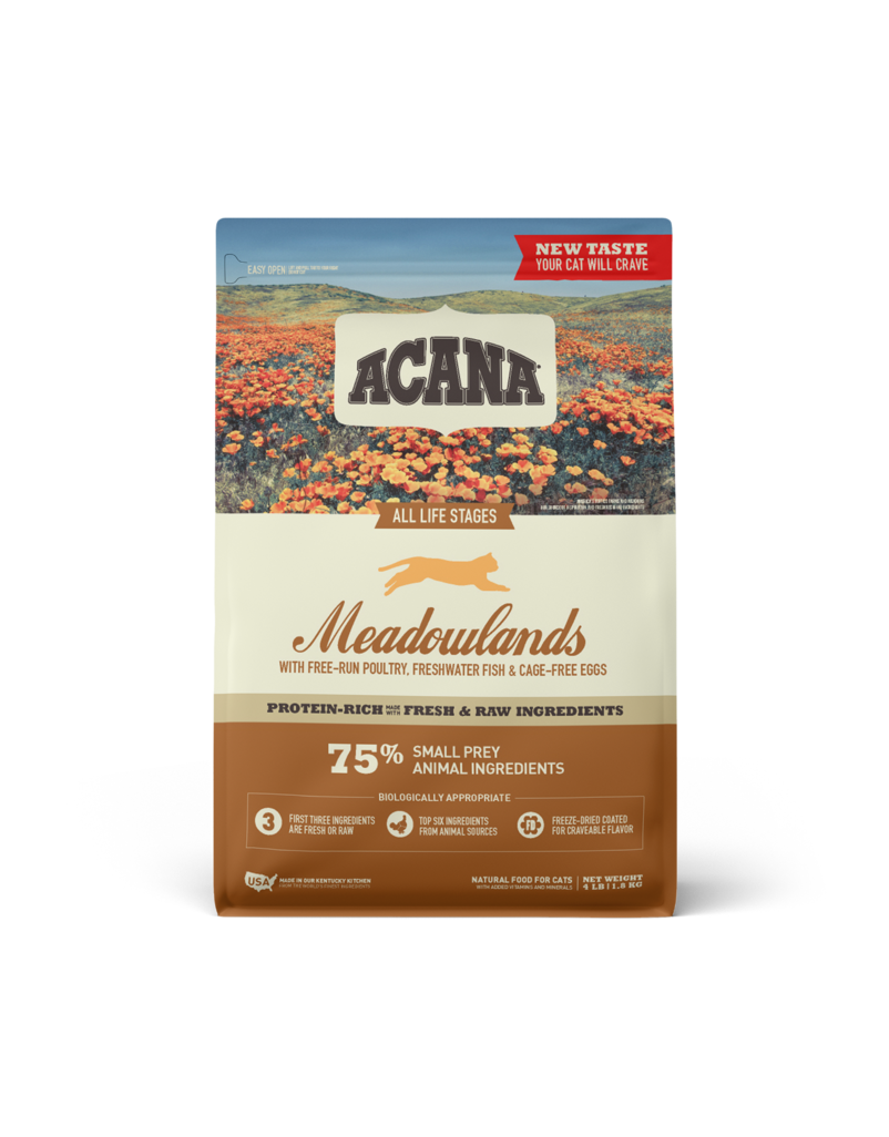 Grain-free Meadowlands Dry Cat Food With Chicken, Turkey, Fish & Cage-free Eggs, 4 Lbs.