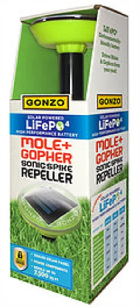 5014 Life Po4 Solar Powered Sonic Spike Mole & Gopher Repeller