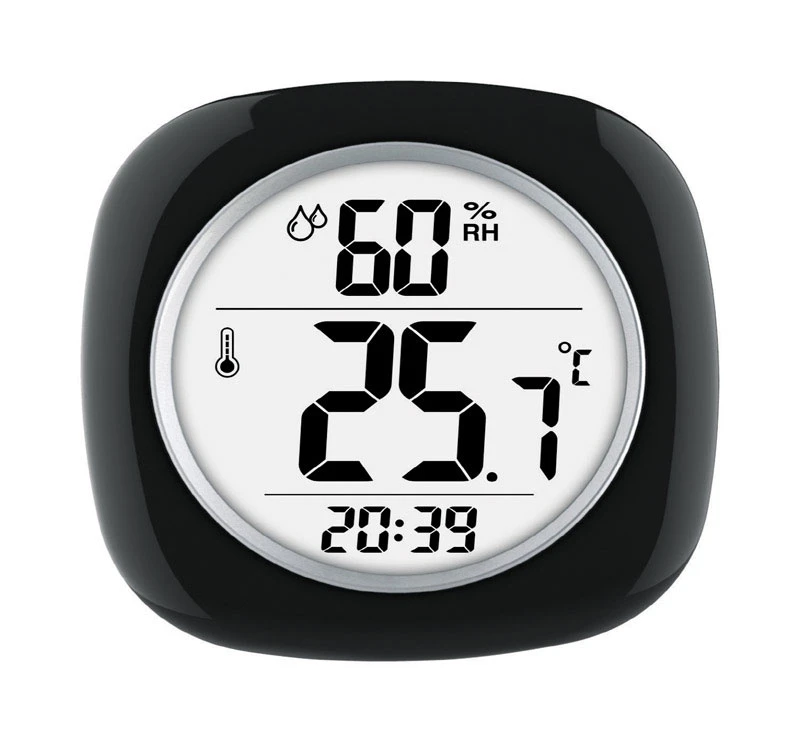 Digital Hygrometer/temperature/time Thermometer Plastic Black 4.75 In.