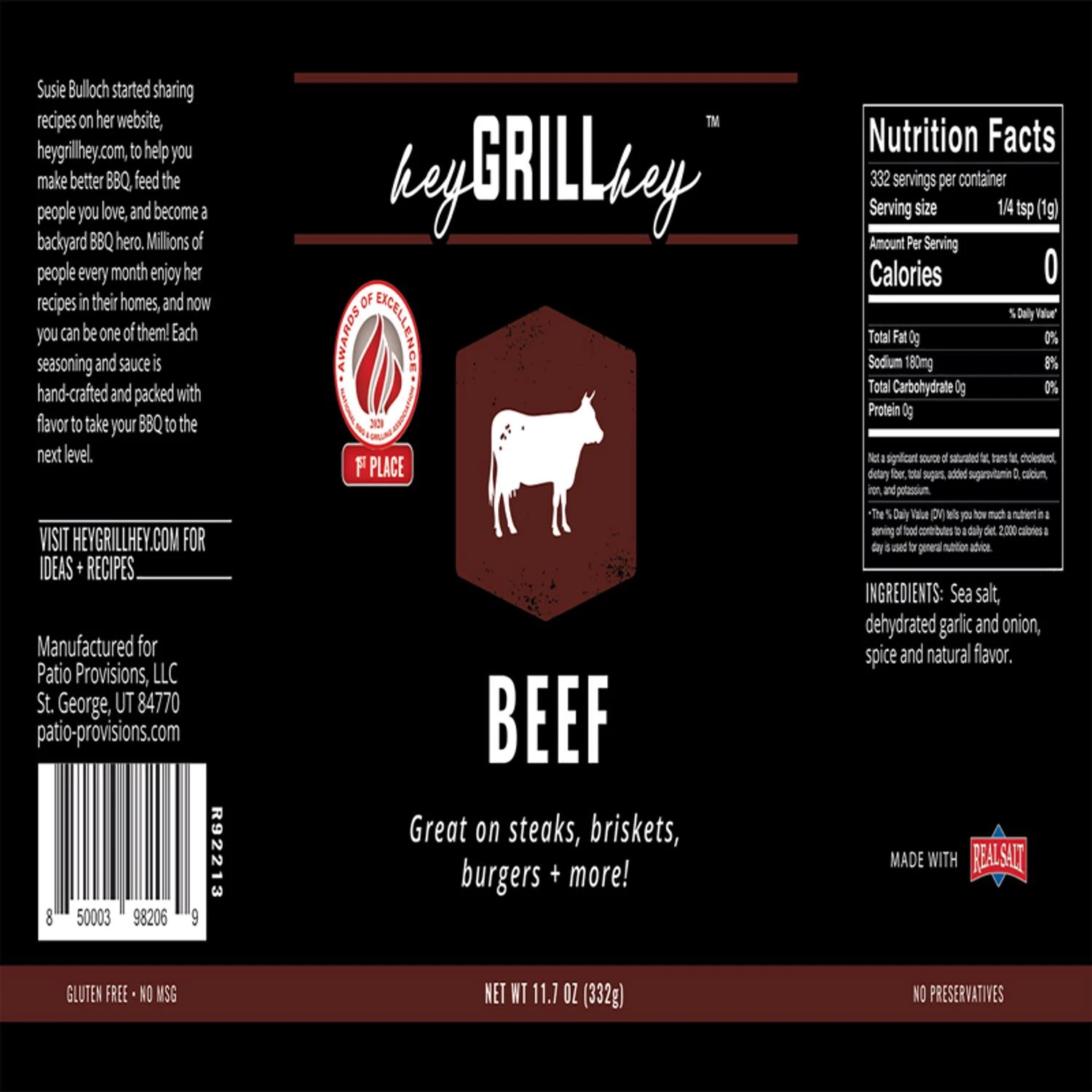 Beef Rub 11.7 Ounce Bottle - Perfect For Bbq And Grilling