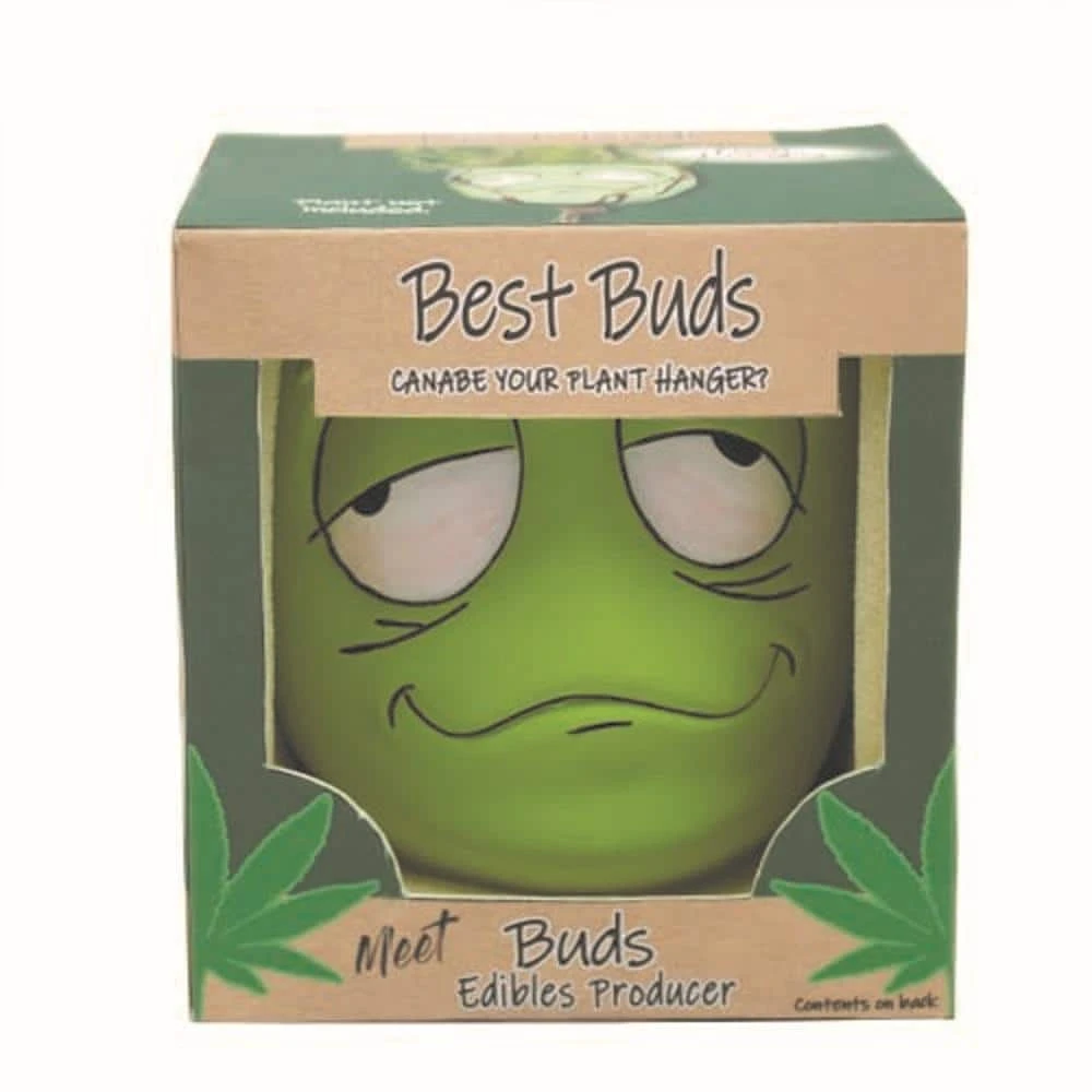 Primitive Planters Ceramic Best Buds Pot Gift Box With Hemp Jute Hanger - Bud Design