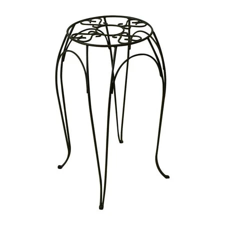 Plant Stand With Round Top Cameo, 10 Inch And 15 Inch, Brown Finish