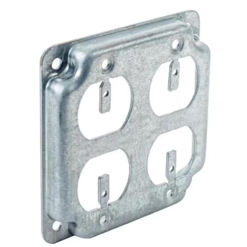 2-duplex Receptacles 4 In. X 4 In. Square Steel Device Cover