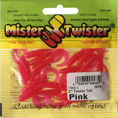 Mister Twister 2 inch Curly Tail Grub - Pink, Pack of 20