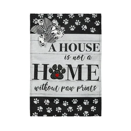 Paw Prints Garden Burlap Flag - Decorative Outdoor Flag For Home And Garden