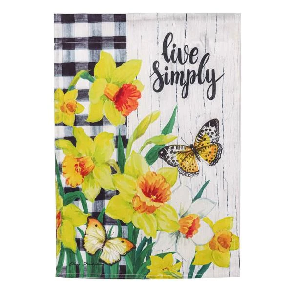 SPRING DAFFODILS INSPIRATIONAL CHECK GARDEN FLAG