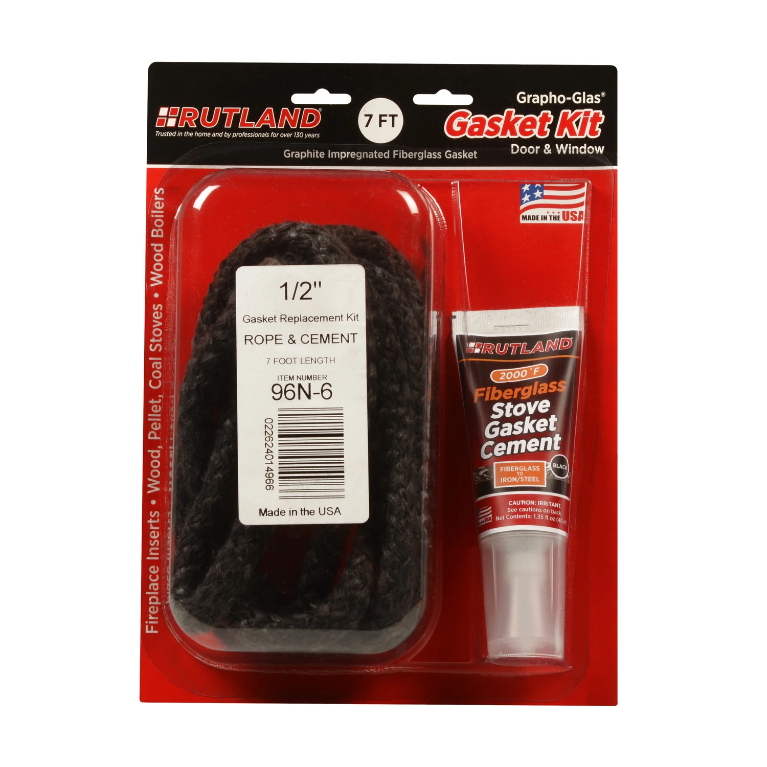 Grapho-glas 1/2 In. X 7 Ft. Cement/fiberglass Rope Gasket Kit