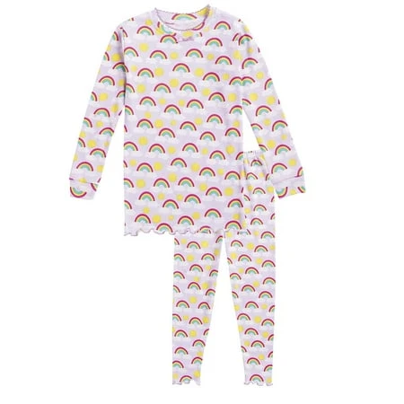 Cotton Ruffle Long Sleeve Pajamas With Long Pants For Kids
