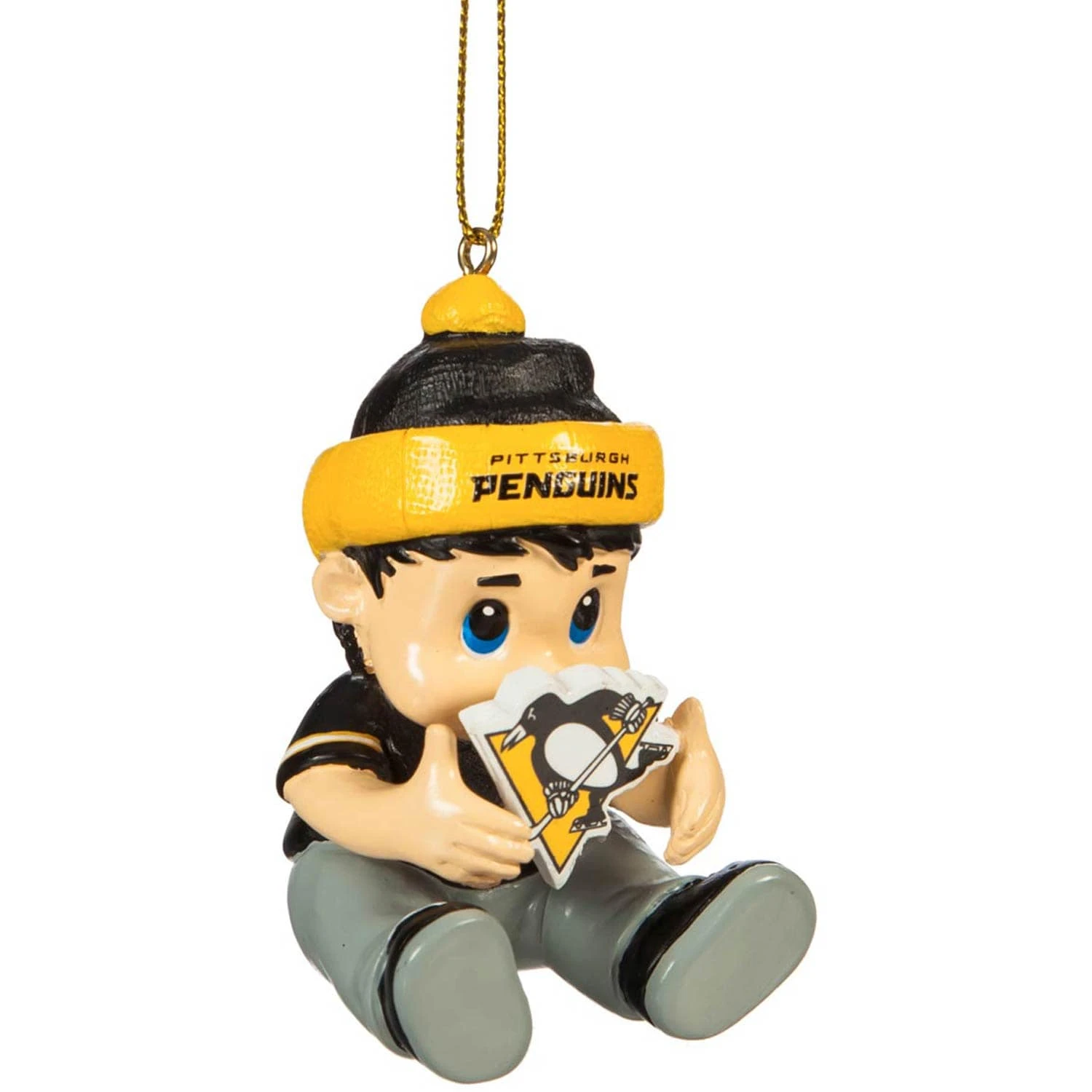 Pittsburgh Penguins Lil Fan With Logo Ornament - 2 In. Nhl Christmas Decoration