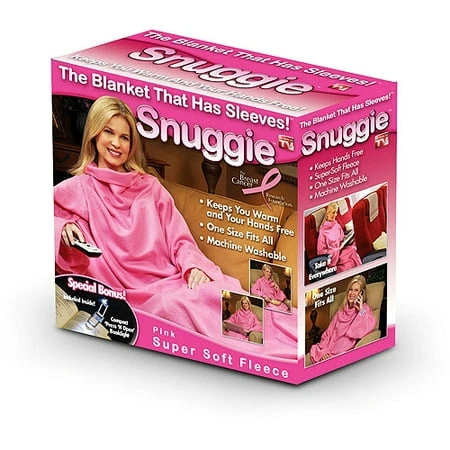 Snuggie Fleece Blanket Sleeves - Pink, Cozy Wearable Blanket