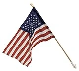 2.5' X 4' Nylon Us Flag Kit With 5' Wood Pole And Bracket