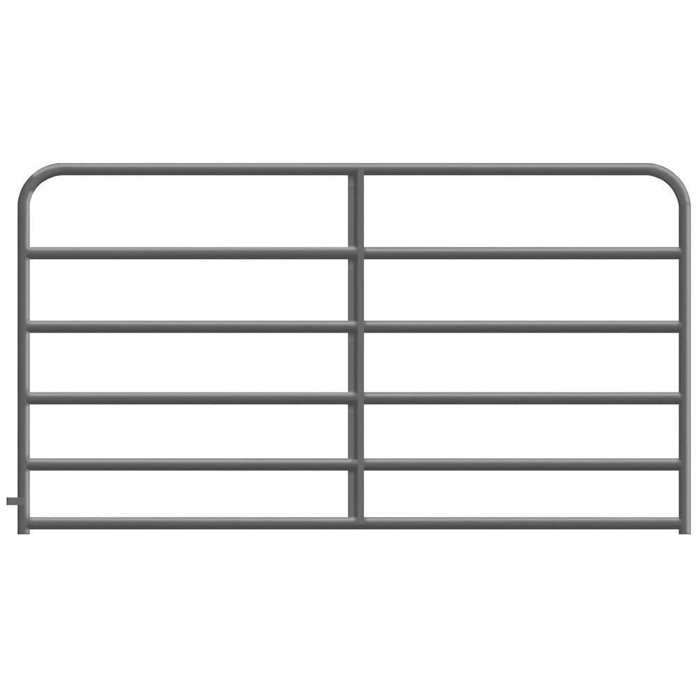 8' Utility Gate, Gray Powder-coated Steel, 6-rail Design