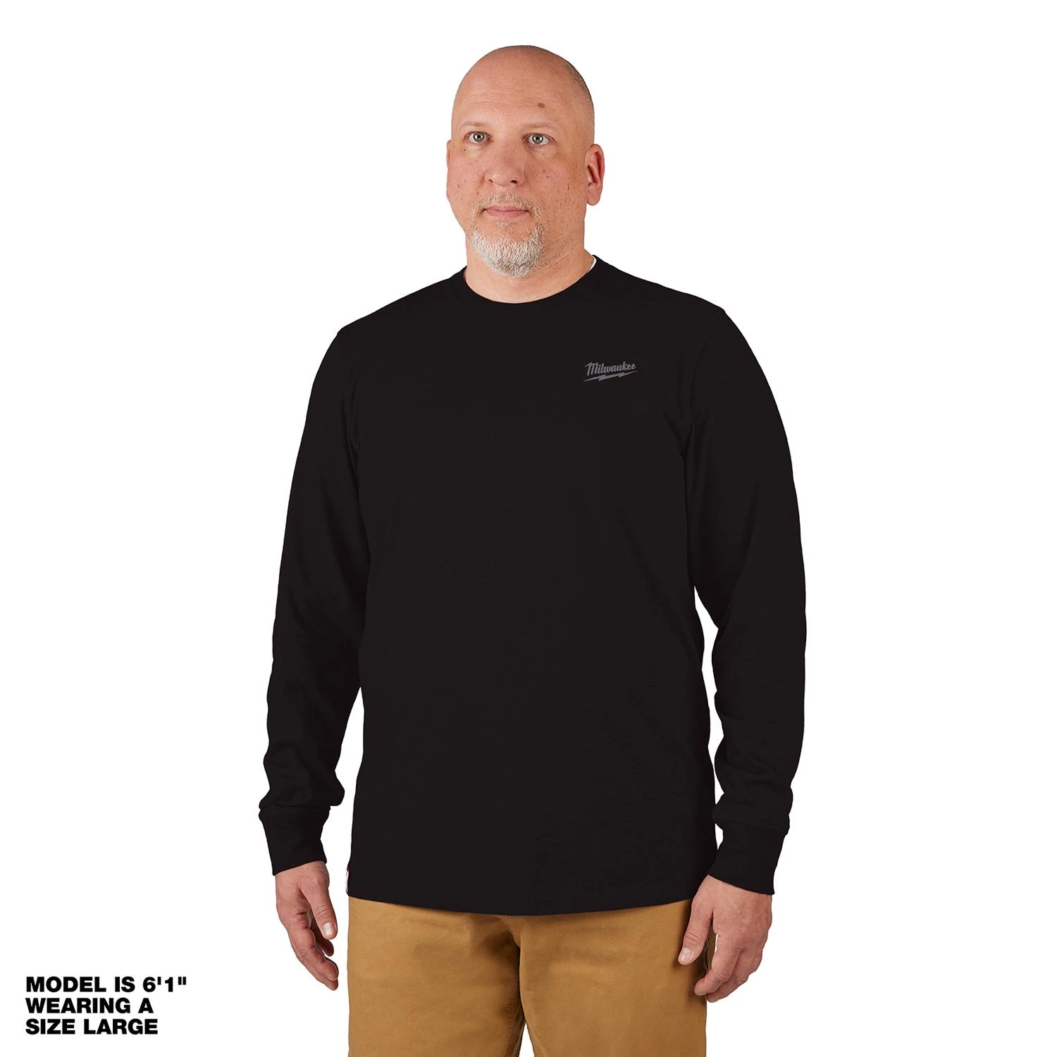 Men's Long Sleeve Black Hybrid Work Tee Shirt - Lightweight & Durable