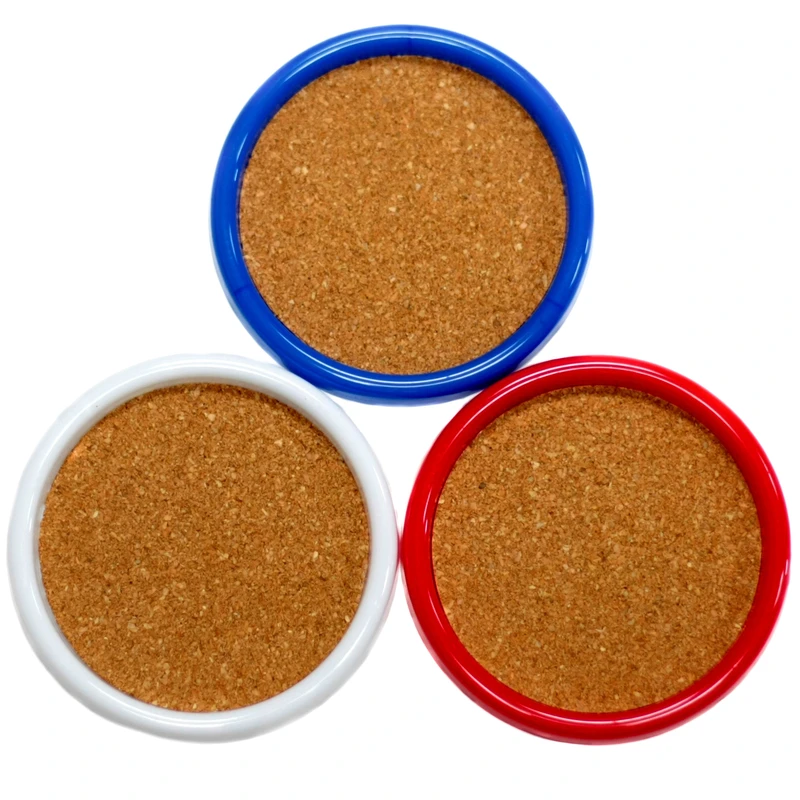 Chef Craft 4 In. Round Red, White, Blue Plastic Cork Coaster Set Of 4